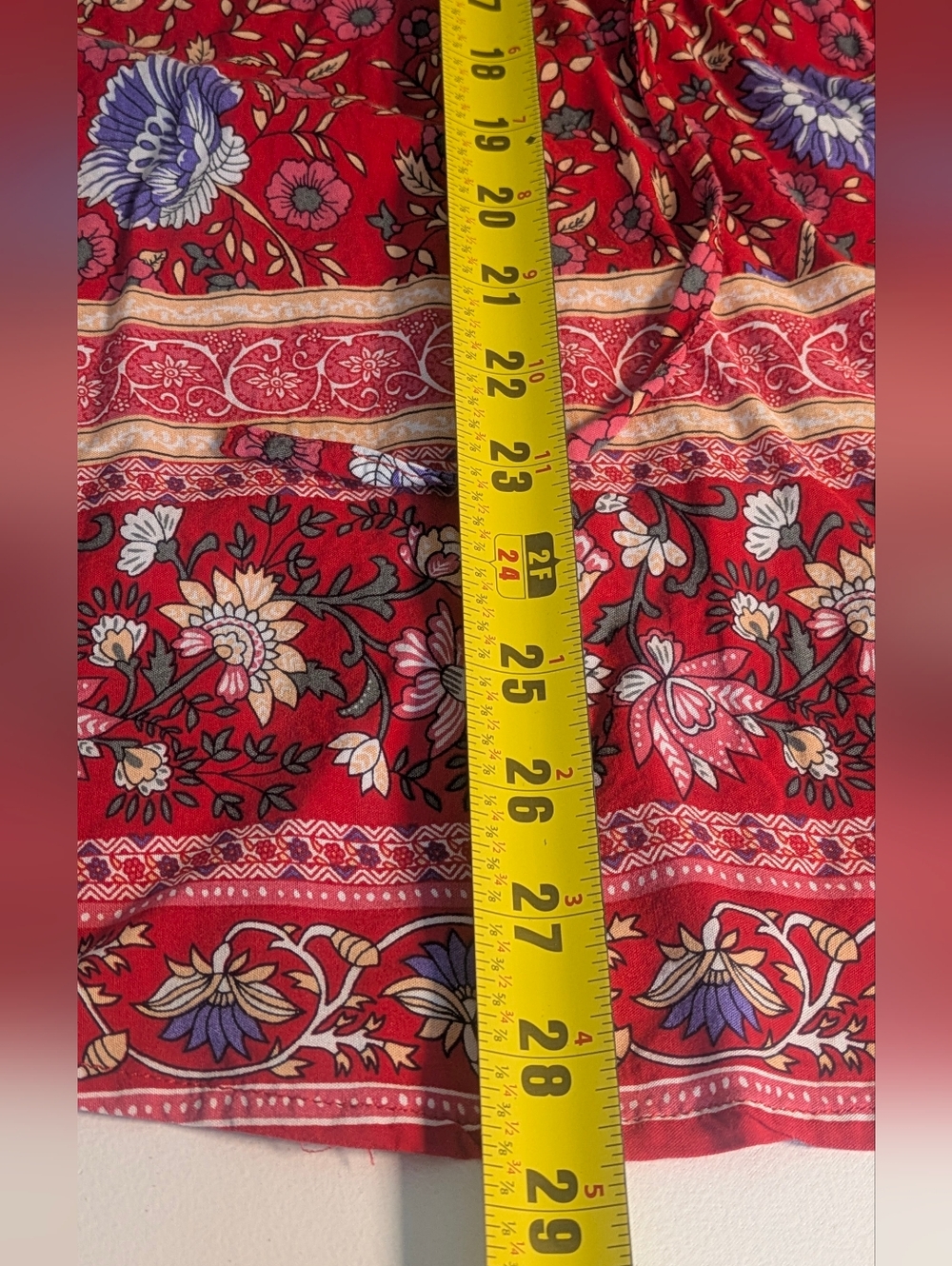 Novica Womens Red Mixed Floral Print Woven Top Blouse Bohemian Long Sleeve Sz L - Picture 11 of 11